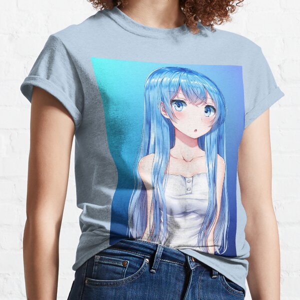 Premium PSD  Anime girl short hair wearing kawaii shirt and jeans