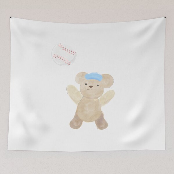 Item preview, Teddy Bear Catching a Baseball  designed and sold by lovelyinkshop-.