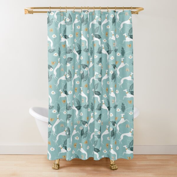 Greyhound and Butterfly Shower Curtain