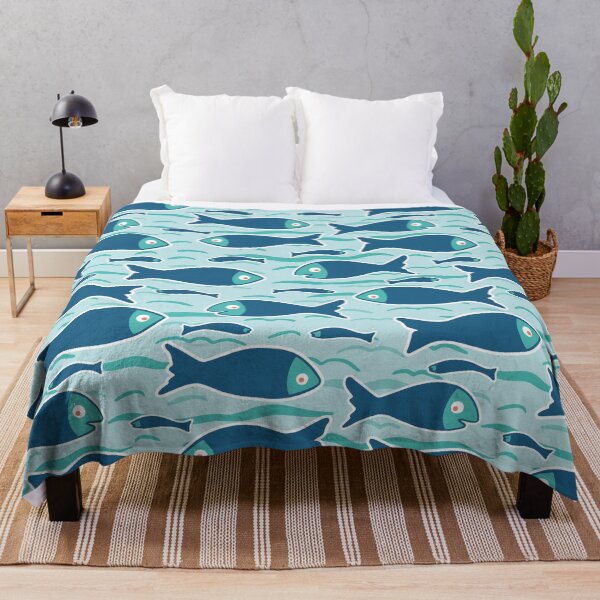 Item preview, Cute shoal of fish swimming in sea water. designed and sold by Limolida.