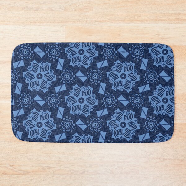 Item preview,  Indigo blue abstract mosaic flower tiles.  designed and sold by Limolida.