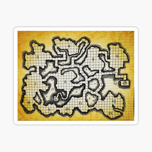 Old School Dungeon Map Art | Goblin Caves Sticker