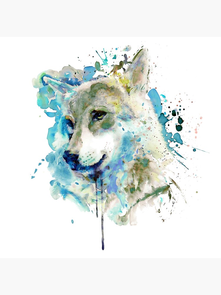 Howling Wolf Watercolor Silhouette T-Shirt by Marian Voicu
