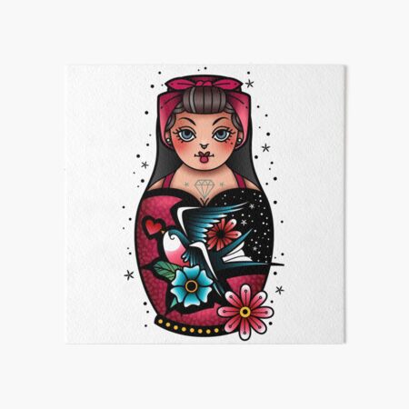 Old School Tattoo Pin Up Russian Dolls Monochrome Set Vector Illustration  Royalty Free SVG Cliparts Vectors And Stock Illustration Image  105686795