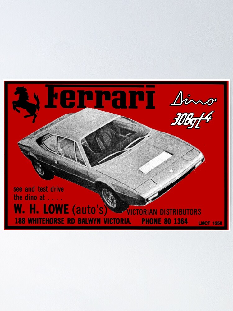 Ferrari 308 Gt4 Poster By Throwbackmotors Redbubble