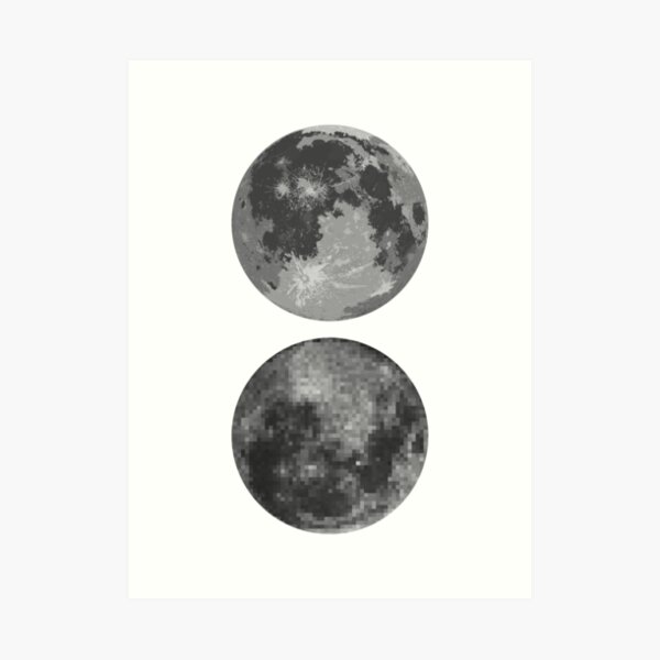 Moon Pixel Mirror Art Print