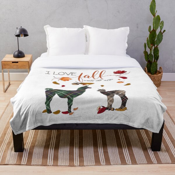 Llama Lovers - I Love Fall Most of All Throw Blanket