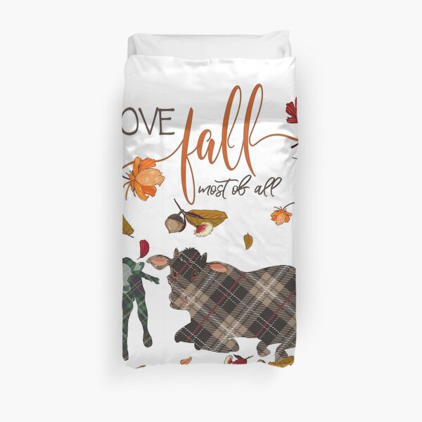 Cow Lovers - I Love Fall Most of All Duvet Cover