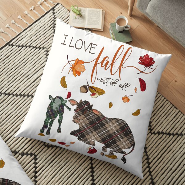 Cow Lovers - I Love Fall Most of All Floor Pillow
