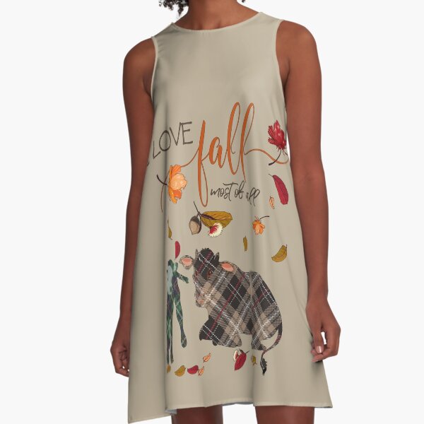 Cow Lovers - I Love Fall Most of All A-Line Dress