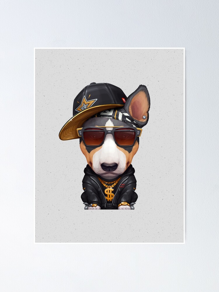 Tricolor English Bull Terrier Hip Hop Super Star Poster By Anmlz Redbubble