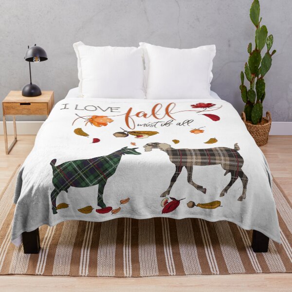 Goat Lovers - I Love Fall Most of All Throw Blanket