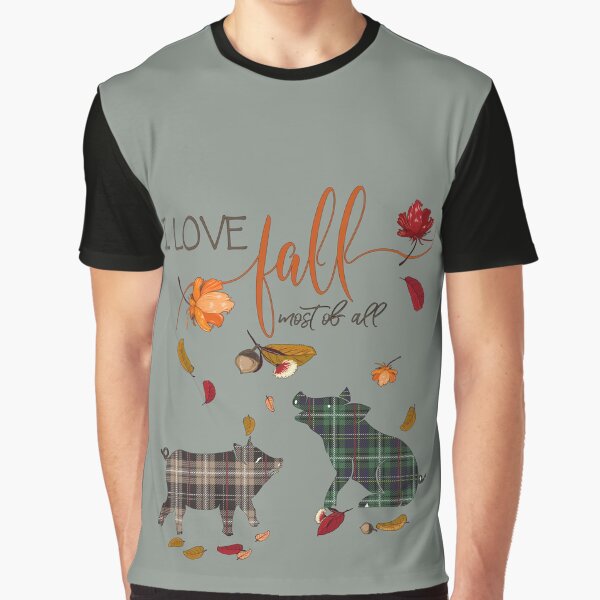 Pig Lovers - I Love Fall Most of All Graphic T-Shirt