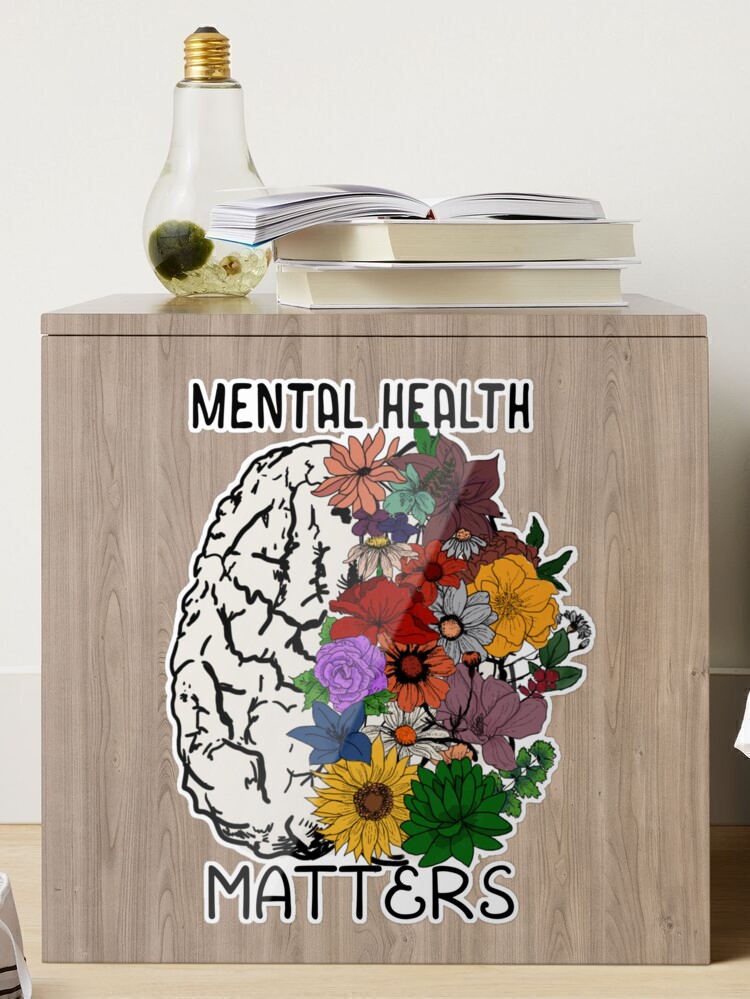 Mental Health Matters- Floral Brain Sticker for Sale by LordGraceArt