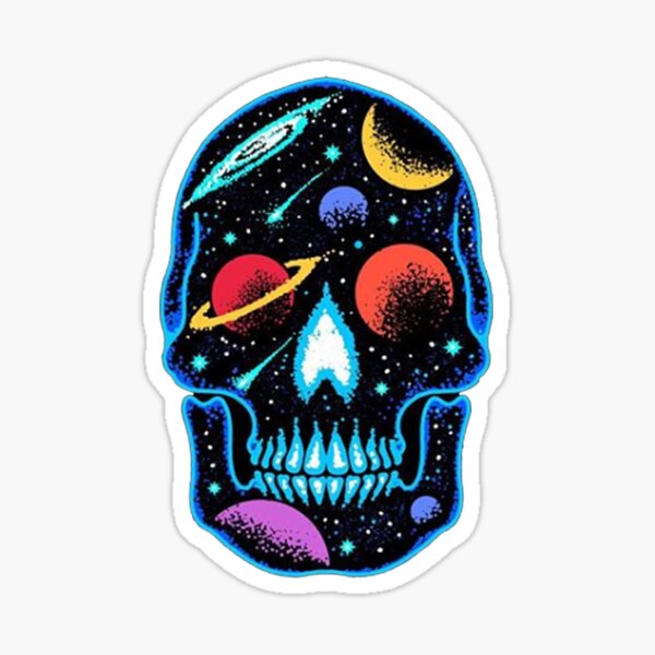 Trippy Colorful Skull Sticker for Sale by Jamest406