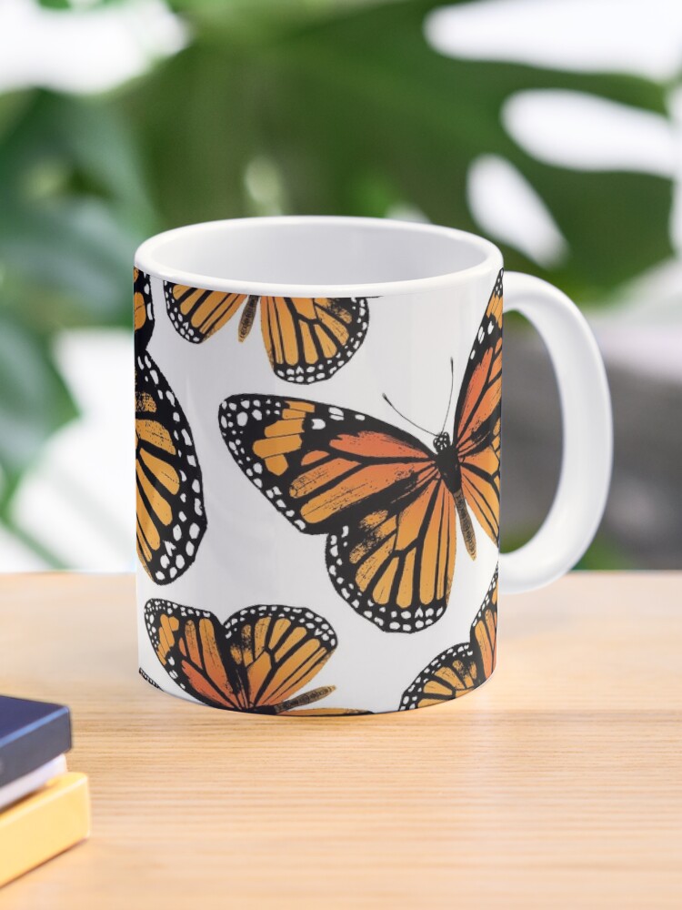 Monarch Butterfly Glass Coffee Mug, Butterfly Mason Jar Cup