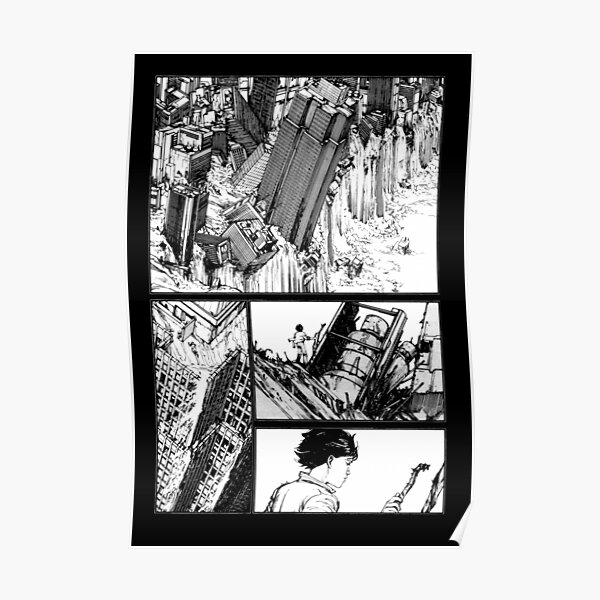 Akira cyberpunk city post apocalypse manga strip Poster