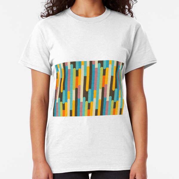 Retro Color Block Popsicle Sticks Blue Classic T-Shirt