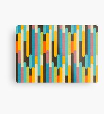 Retro Color Block Popsicle Sticks Blue Metal Print