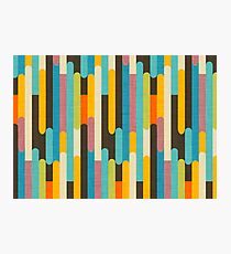 Retro Color Block Popsicle Sticks Blue Photographic Print