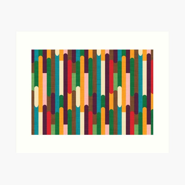 Retro Color Block Popsicle Sticks Art Print