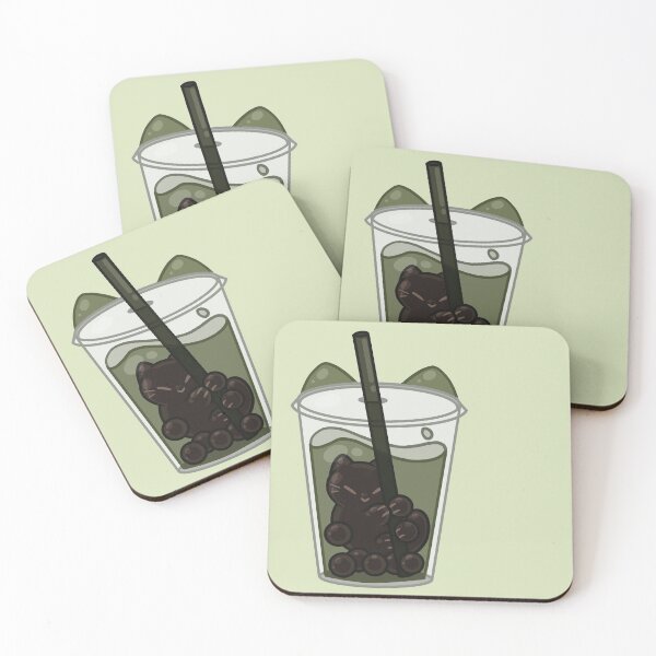 Item preview, Bubble Tea Kitty (Dark Green) designed and sold by How-Do-U-Art.