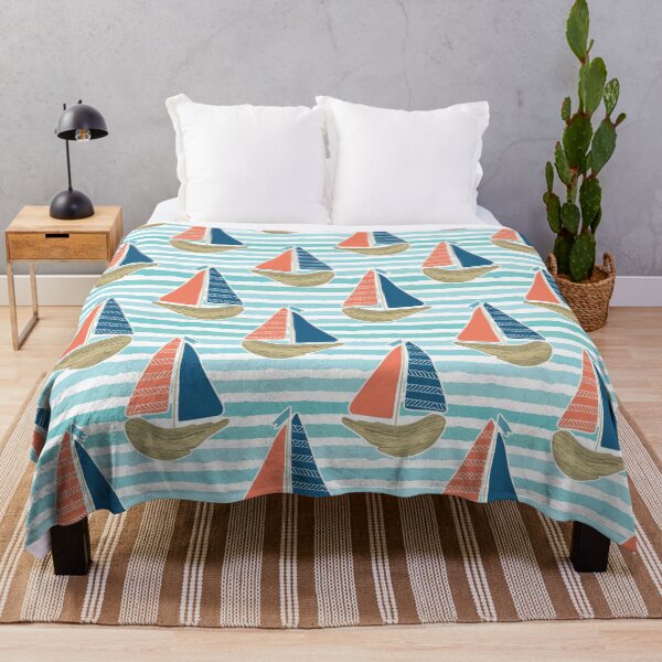 Item preview, Cute driftwood sailboat on the blue ocean sea pattern. designed and sold by Limolida.