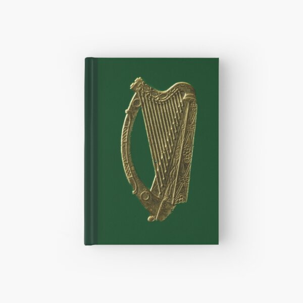 The Green Golden Irish Celtic Harp Hardcover Journal