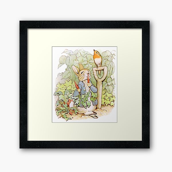 Peter Rabbit eating carrots Framed Art Print