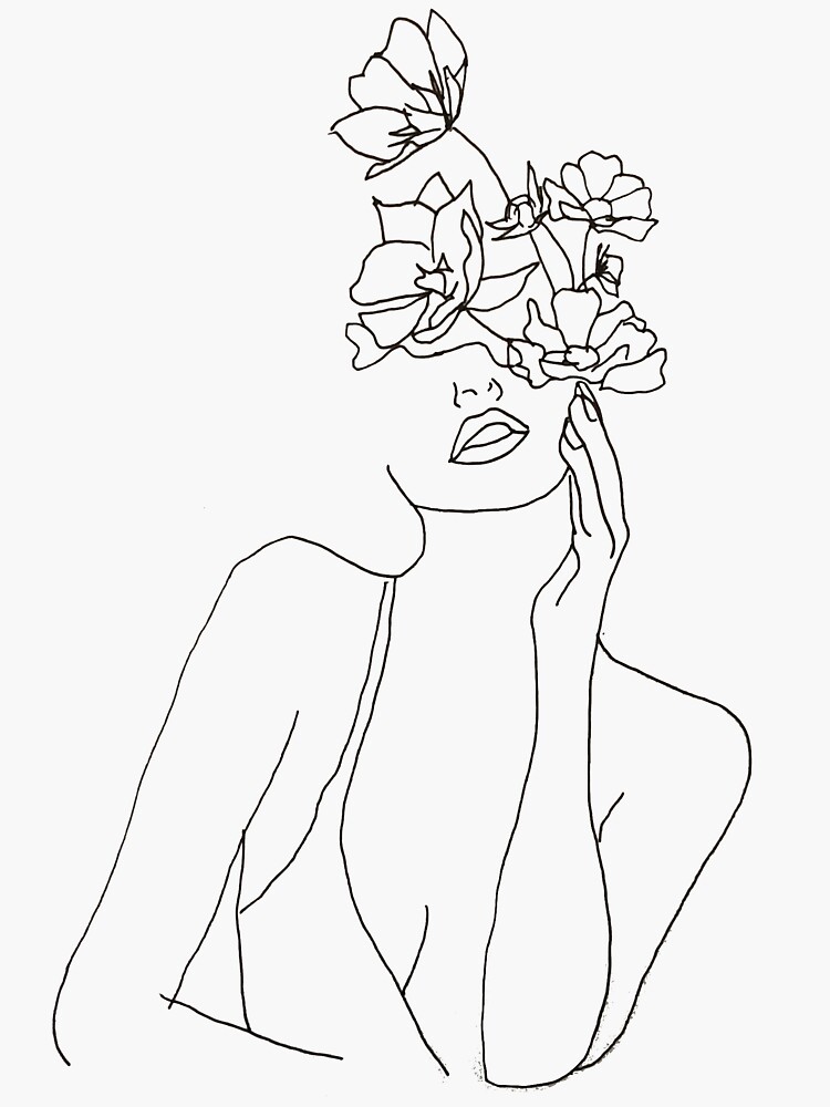 "Umriss der Frau mit Blumen" Sticker von hcross214 Redbubble "Umriss der Frau mit Blumen" Sticker von hcross214 Redbubble