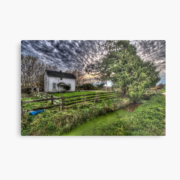 White Farm House Metal Print