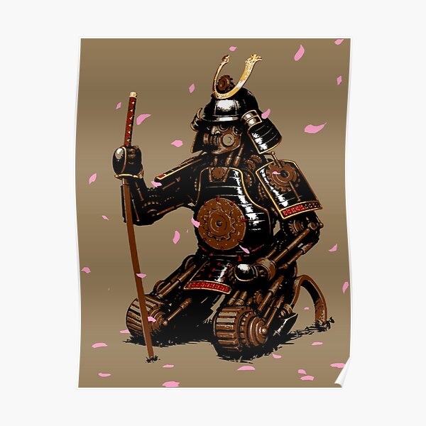 Clockwork Samurai-Cherry Blossoms Poster