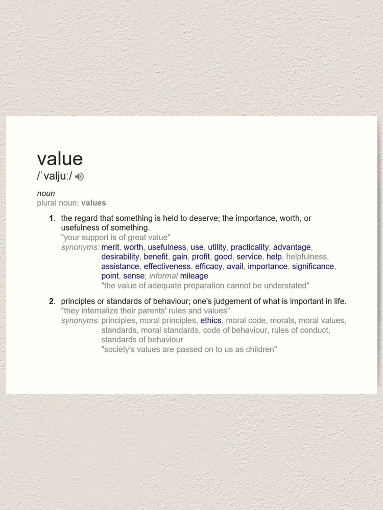 "What does Value mean ?" Art Print by santoshputhran Redbubble
