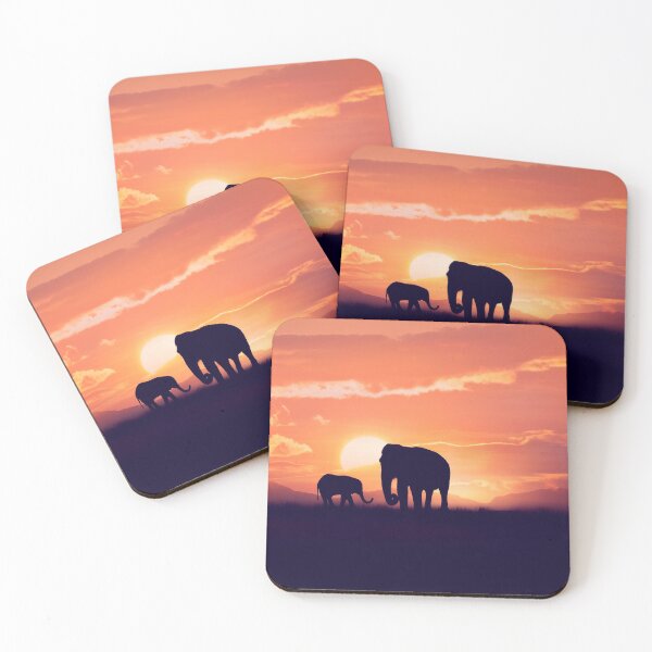 Item preview, Baby and mother elephants at sunset designed and sold by svetlanna.