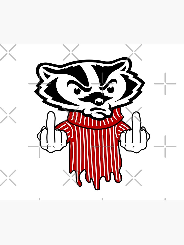 Angry Bucky Badger, Black, Large Women's Racerback Tank