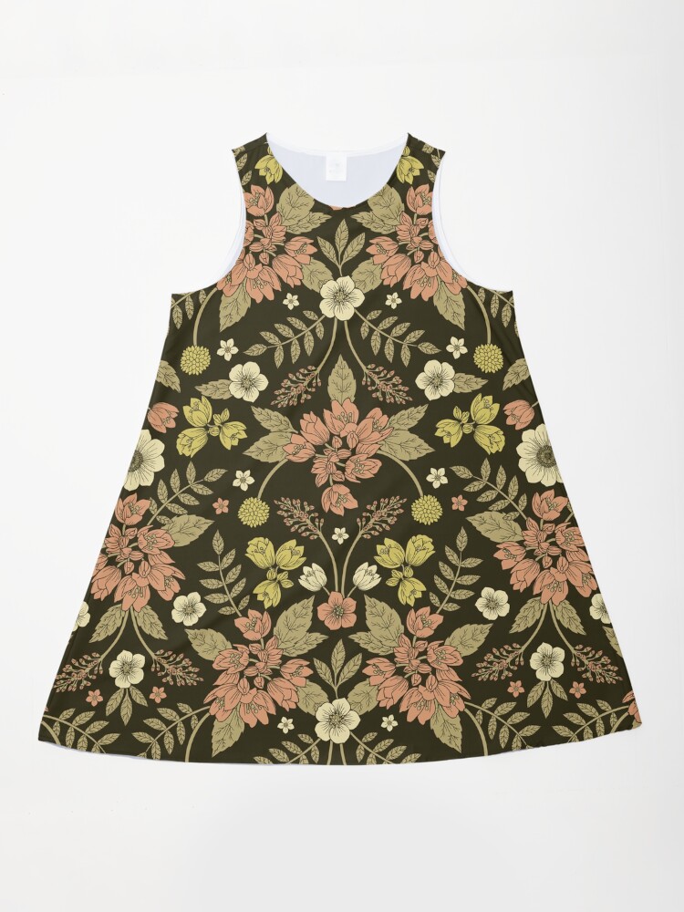 green and cream floral dress Zapaka Women Grey Green Printed Flower Bridesmaid Dress with Slit Square Neck Chiffon Wedding Guest Dress, Dusty Sage / US20W main image 0
