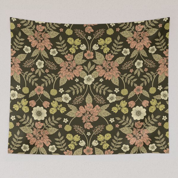 Item preview, Sage, Dark Green, Peach & Cream Floral Pattern designed and sold by somecallmebeth.