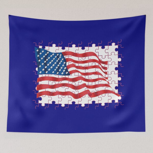 Item preview, Autism Awareness American Flag Patriotic Puzzle Piece Graphic designed and sold by AnJAutismWorld.