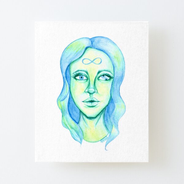 Blue Hair, Green Skin Canvas Mounted Print