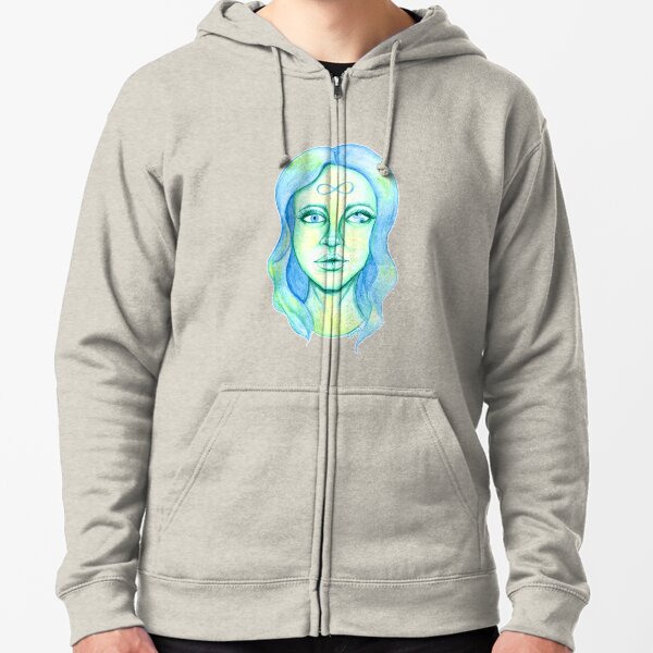 Blue Hair, Green Skin Zipped Hoodie