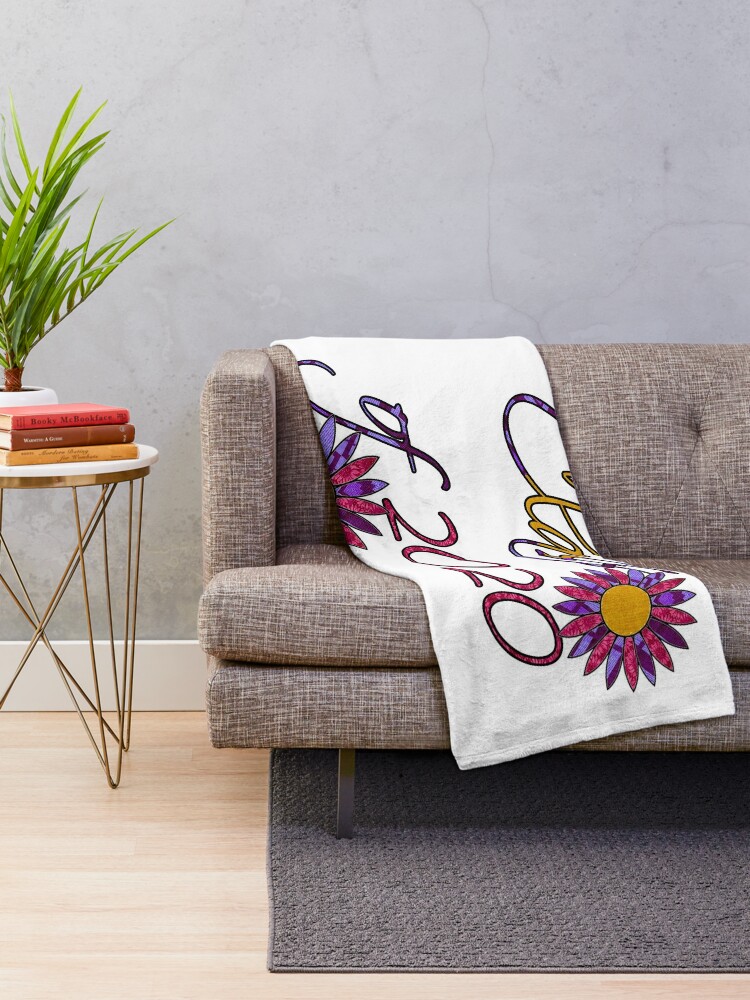 Class Of 2020 Cursive Letters With Flowers Throw Blanket For Sale By Artbyomega Redbubble 