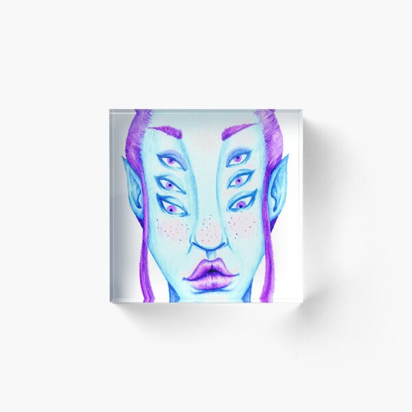 Purple Hair, Blue Skin Acrylic Block