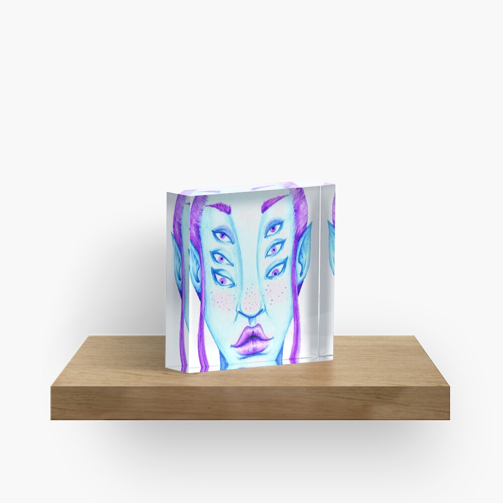 Purple Hair, Blue Skin Acrylic Block