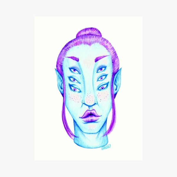 Purple Hair, Blue Skin Art Print