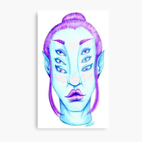 Purple Hair, Blue Skin Metal Print