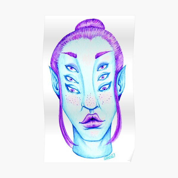 Purple Hair, Blue Skin Poster