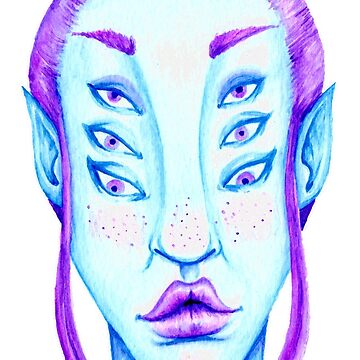Artwork thumbnail, Purple Hair, Blue Skin by Leanore