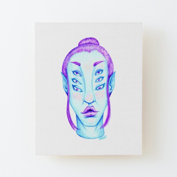 Purple Hair, Blue Skin Wood Mounted Print