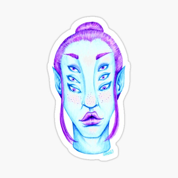 Purple Hair, Blue Skin Sticker