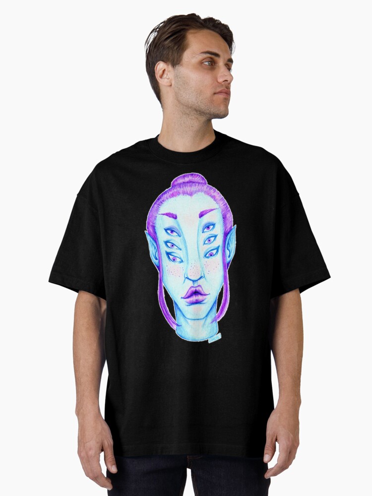 Thumbnail 2 of 7, Oversized T-Shirt, Purple Hair, Blue Skin designed and sold by Leanore.